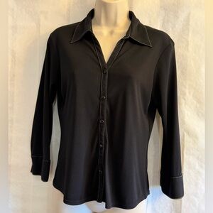 Notations Vintage 90’s Black Button-Down Shirt with Contrast Stitching Sz-S. EE5